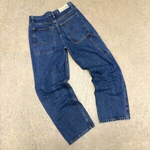 Raw Edge Denim Baggy Blue Jeans